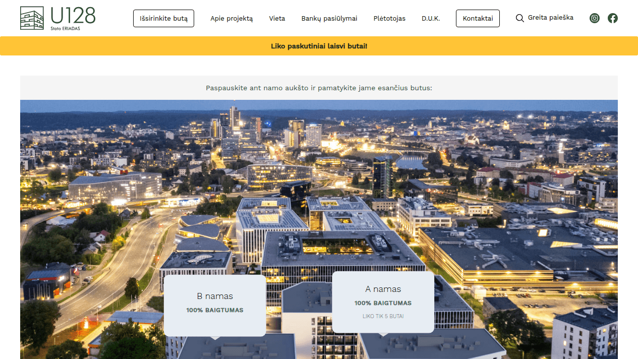 U128 website apartment finder with interactive building visualization